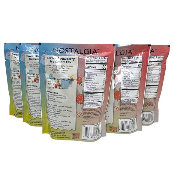 Nostalgia Sweet Strawberry Premium Ice Cream Mix Lot of 5 Bags 8oz Best By 12/26 - Picture 4 of 7